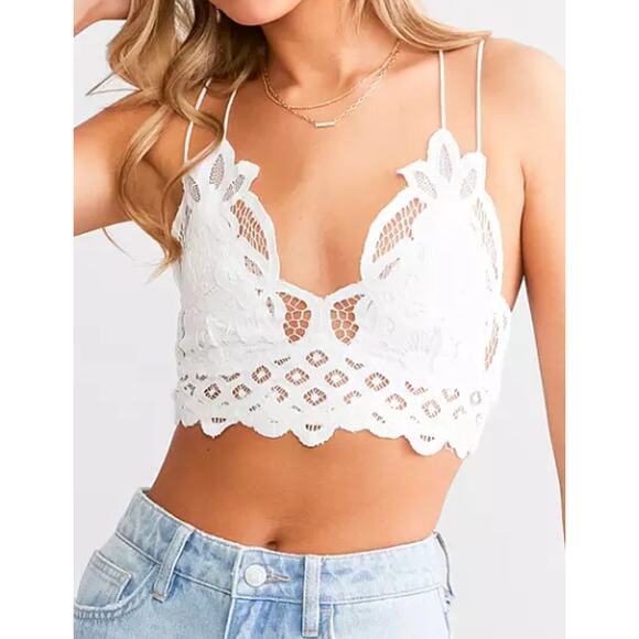Free People Other - Free People Bralette Adelle Lace White Boho Cottagecore Girly Sexy Summer Dainty